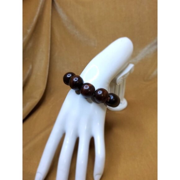 vintage wooden beaded tribal style stretch bracelet - Picture 2 of 4